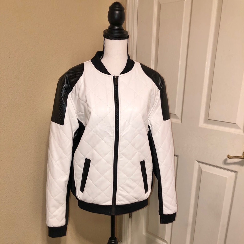 Leather bomber jacket